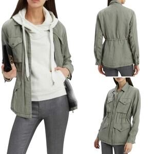 Rails Jayden Women's Small Utility Jacket Sage Green Plaid Lined Linen